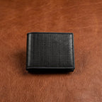 Genuine Leather Bi-Fold Wallet with Coin Pocket – Black