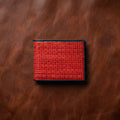 Handwoven Genuine Leather Bi-Fold Wallet – Red & Black