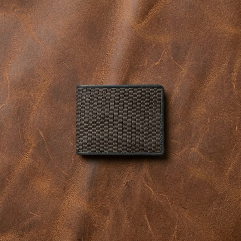 Webbing Genuine Leather Bi-Fold Wallet – Black