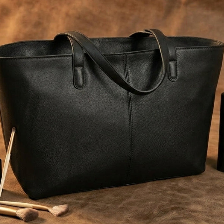 Premium Export Quality Genuine Leather Tote Bag with Zip Closure & Shoulder Handles