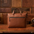 Premium Genuine Leather Laptop bag with Detachable Strap & Multi Zip Pockets