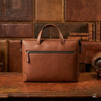 Premium Genuine Leather Laptop bag with Detachable Strap & Multi Zip Pockets
