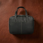 Premium Export Quality Black Leather Messenger with Adjustable Shoulder Strap & Inner Zip Pockets