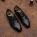 Mens Genuine Leather Formal Lace-Up Shoes Classic Black Office Wear