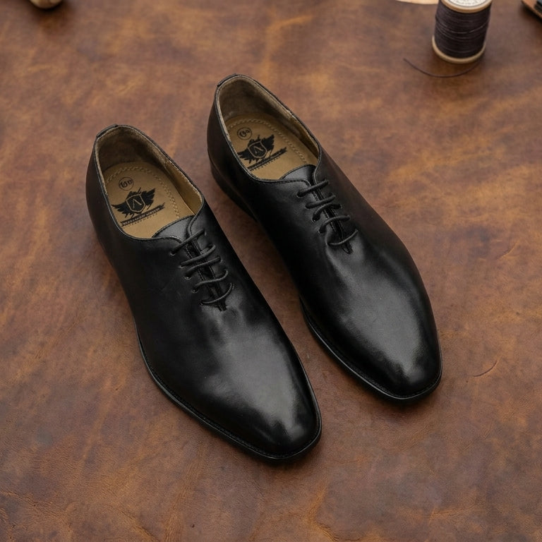Mens Genuine Leather Formal Lace-Up Shoes Classic Black Office Wear
