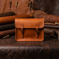 Premium Leather Laptop Messenger Bag with Dual Buckle Flap & Adjustable Strap