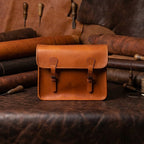 Premium Leather Laptop Messenger Bag with Dual Buckle Flap & Adjustable Strap