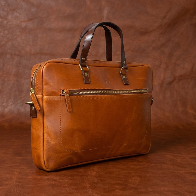 Premium Genuine Leather Business Messenger Laptop Bag