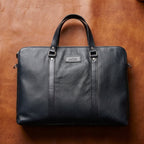 Premium Full-Grain Leather Laptop & Work Bag with Detachable Shoulder Strap