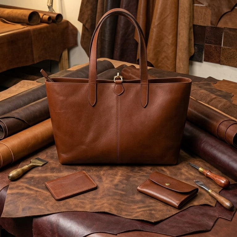 Premium Export Quality Large Leather Tote Bag for Women | Spacious Shoulder Handbag