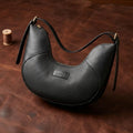 Premium Black Leather Hobo Shoulder Bag with Adjustable Strap & Zip Closure