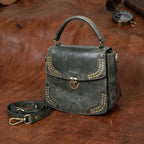 Premium Quality Designer Tan Leather Handbag with Adjustable Strap & Stud Detailing