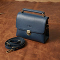Premium Leather Structured Box Satchel hand bag with Detachable Strap