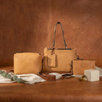 Premium Tan Leather 3-Piece Handbag Combo with Crossbody & Clutch