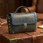 Premium Leather Structured Crossbody HandBag with Top Handle, & Adjustable Strap