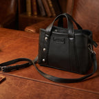 Premium Structured Leather Handbag with Dual Carry Handles, Adjustable Strap & Zip Pocket