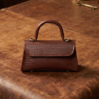 Premium Leather Top-Handle Handbag with Flap Closure