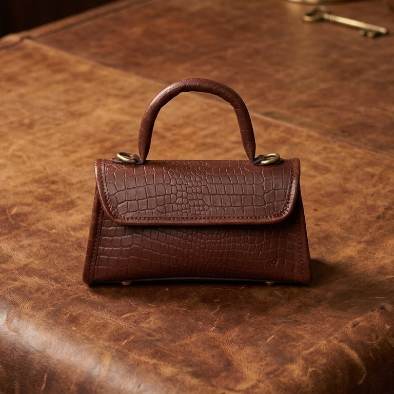 Premium Leather Top-Handle Handbag with Flap Closure