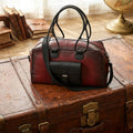 Premium Leather Travel Duffel Bag with Front Buckle Pocket & Dual Carry Straps