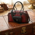 Premium Leather Travel Duffel Bag with Front Buckle Pocket & Dual Carry Straps