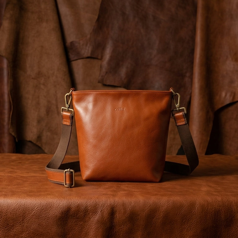 Premium Genuine Leather Crossbody Sling Bag | Multi-Pocket | Adjustable Strap