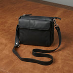Premium Genuine Leather Crossbody Bag with Flap Closure & Adjustable Strap