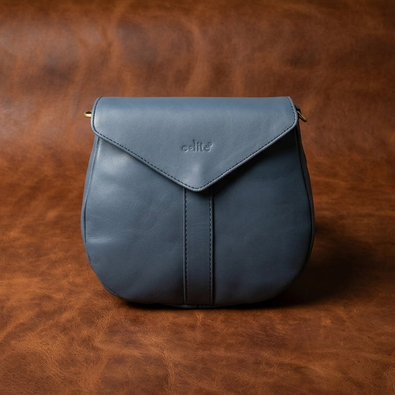 Premium Genuine Leather Flap Crossbody Bag with Adjustable Strap & Zip Pockets