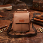 Unisex Leather Crossbody Sling Bag with Front Flap Pocket & Adjustable Strap