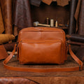Premium Leather Travel Messenger Bag with Multi-Pockets & Adjustable Strap