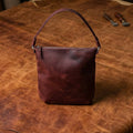 Vintage Brown Full-Grain Leather Shoulder & Crossbody Tote with Zipper Closure