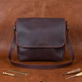 Classic Full-Grain Leather Crossbody Bag with Flap Closure for Everyday Carry