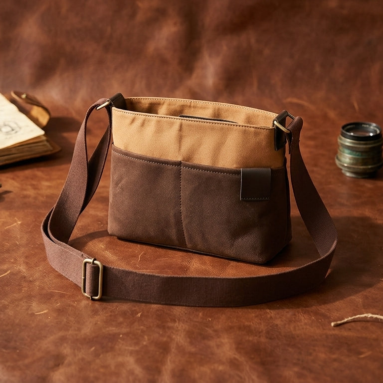 Premium Export Quality Canvas & Leather Crossbody Sling Bag with Multiple Zip Pockets | Travel Everyday Use