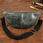 Full-Grain Leather waist bag with Adjustable Strap & Secure Zipper Closure