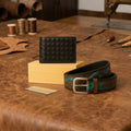 Carved Belt & Braided Wallet Combo