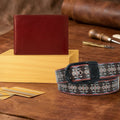 Leather Wallet & Printed Belt Combo Premium Gift Set for Men