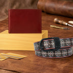 Leather Wallet & Printed Belt Combo Premium Gift Set for Men