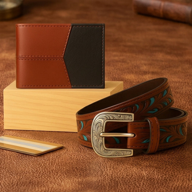Designer Belt & Contemporary Wallet Combo |Premium Leather Collection