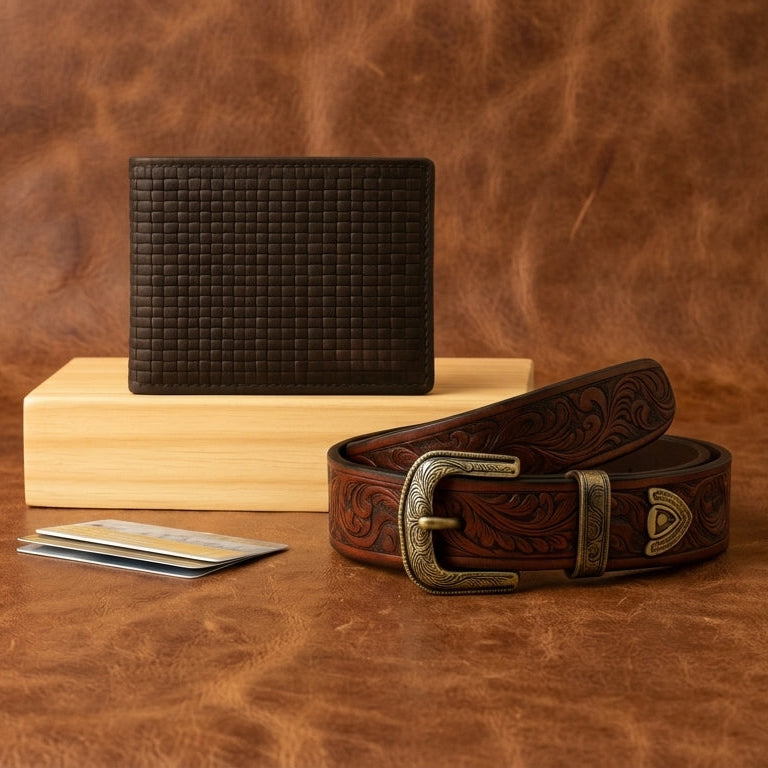 Artisan Leather Belt & Wallet Combo | Timeless Style Essentials
