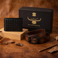 Premium Leather Style Combo | Braided Wallet & Printed Belt