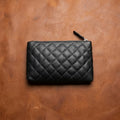 Elegant Quilted Black Leather Clutch – Chic Evening & Party Essential