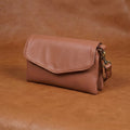 Premium Leather Convertible Wristlet & Crossbody Clutch with Dual Zip Compartments