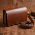Compact Genuine Leather Triple-Compartment Sling Clutch