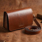 Compact Genuine Leather Triple-Compartment Sling Clutch