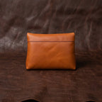 Premium Tan Leather Zipper clutch – Minimalist Everyday Organizer