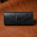 Premium Export Leather Travel Clutch| Multi Card Holder with Secure Wrap Strap