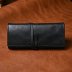 Premium Export Leather Travel Clutch| Multi Card Holder with Secure Wrap Strap
