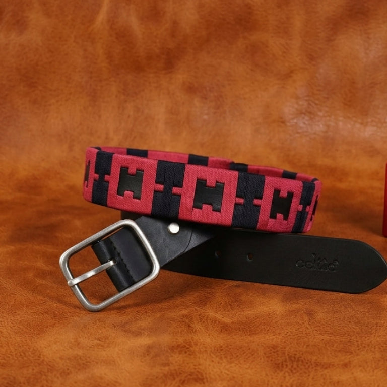 Unisex Handcrafted Tribal Pattern Canvas Leather Belt Stylish Casual Wear Accessory