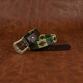 Unisex Handcrafted Leather Woven Green Buckle Artisan Casual Wear Accessory