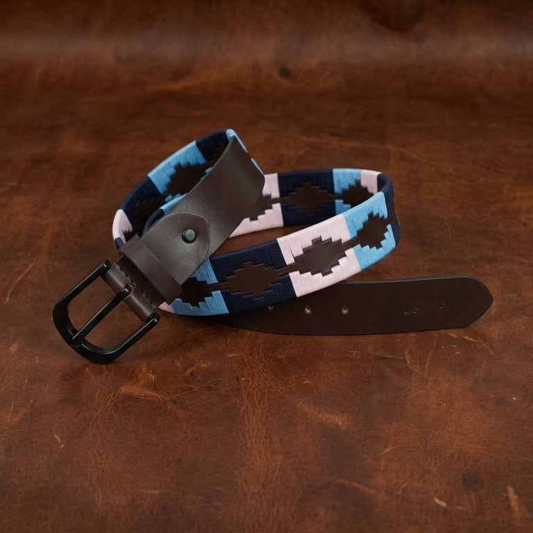 Unisex Handcrafted Ethnic Leather Belt With Geometric Woven Pattern Stylish Casual Wear