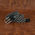 Handwoven Elastic Braided Belt With Leather Ends Adjustable Casual Wear Accessory